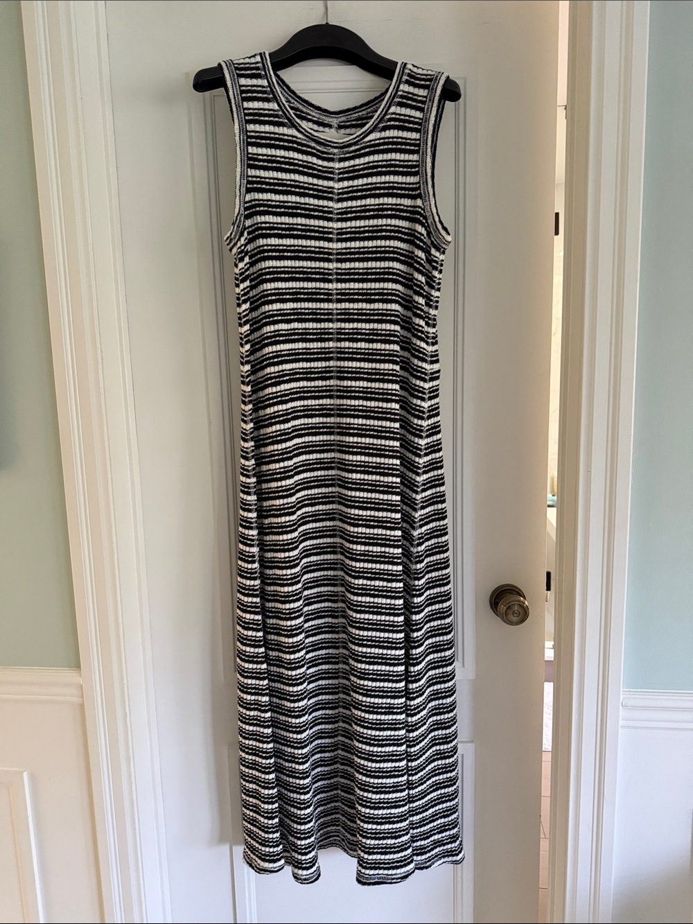 Everlane Black and White Striped Sleeveless Maxi Dress